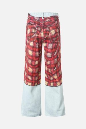Concert Outfit Plaid Print Baggy Jeans