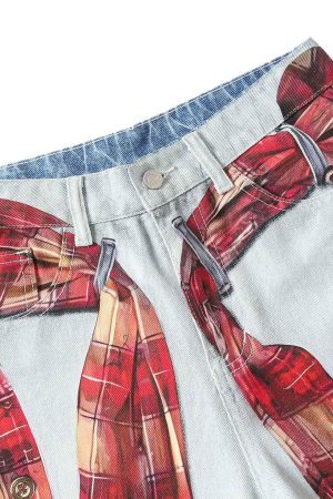 Concert Outfit Plaid Print Baggy Jeans