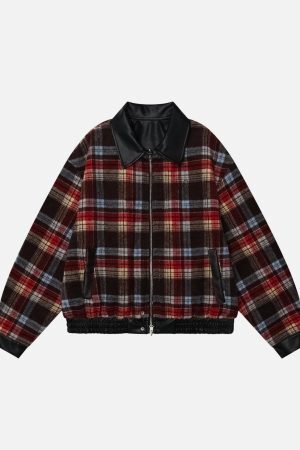 Concert Outfit Plaid Reversible Leather Jacket