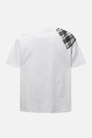 Concert Outfit Plaid Scarf Crew Neck T-Shirt