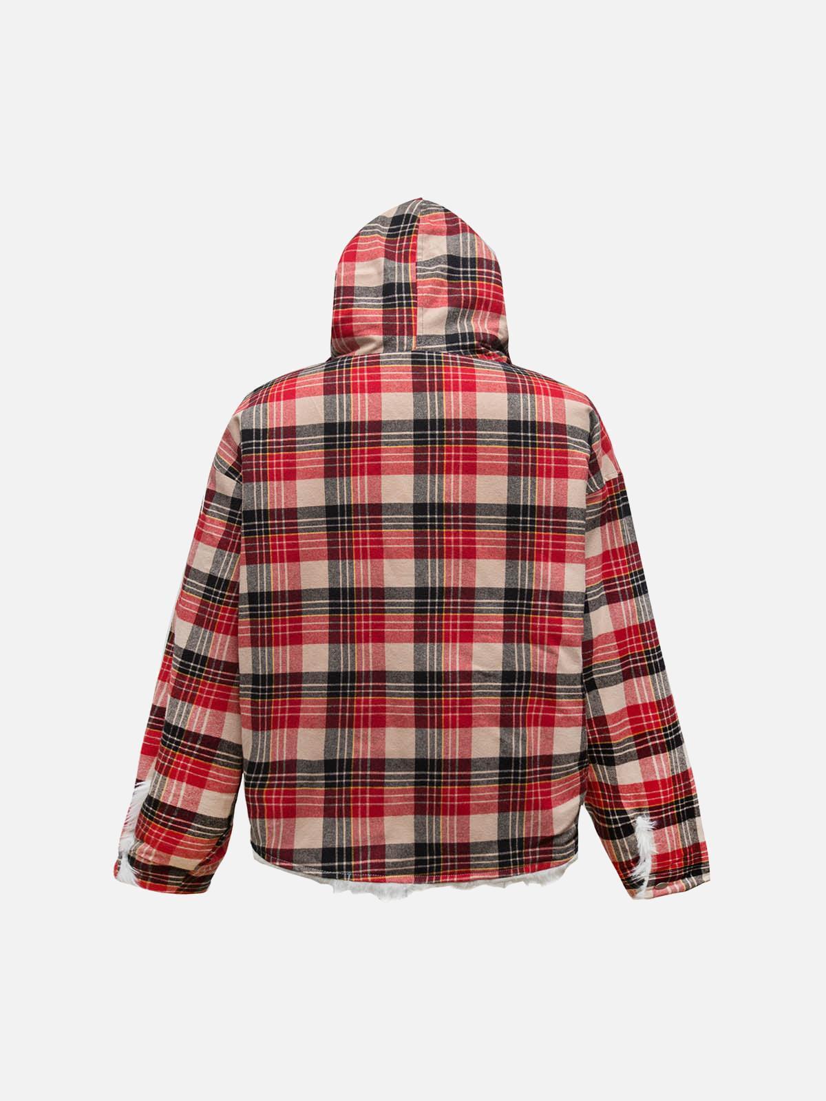 Concert Outfit Plaid Sherpa Lined Fur Hooded Jacket Concert Outfit Plaid Sherpa Lined Fur Hooded Jacket