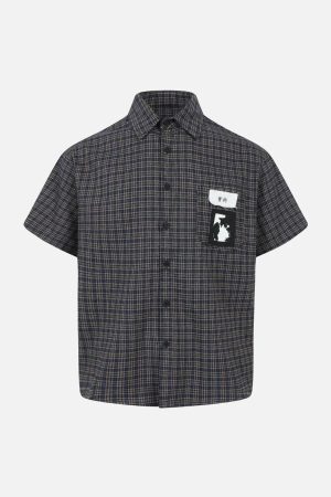 Concert Outfit Plaid Short Sleeve Polo Shirt