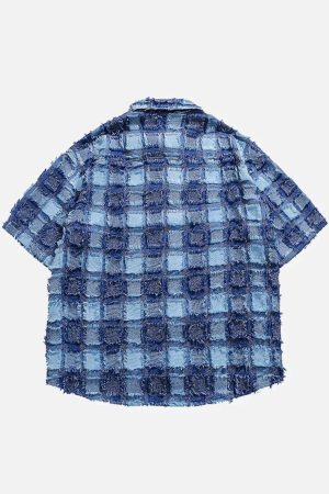 Concert Outfit PLAID Splicing Short Sleeve Shirt