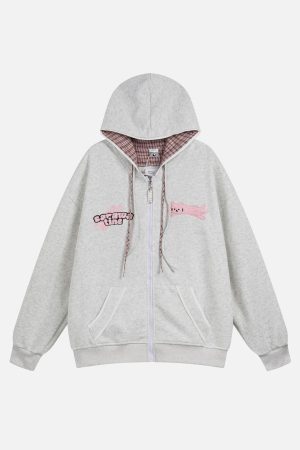 Concert Outfit Plaid Stacked Color Hoodie