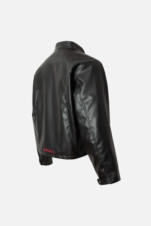 Concert Outfit Plaid Stitching Motorcycle Leather Jacket