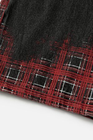 Concert Outfit Plaid Washed Print Loose Jeans