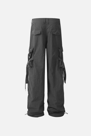 Concert Outfit Pleated Bandage Drawstring Cargo Pants