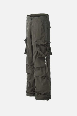 Concert Outfit Pleated Bandage Drawstring Cargo Pants