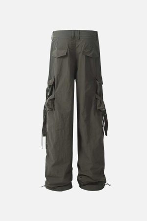 Concert Outfit Pleated Bandage Drawstring Cargo Pants