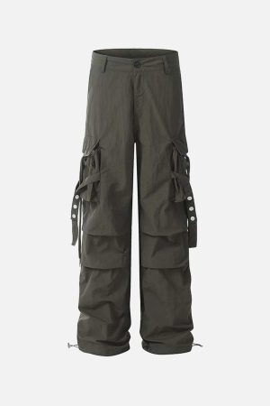 Concert Outfit Pleated Bandage Drawstring Cargo Pants