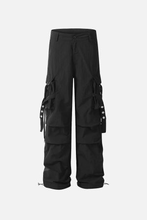 Concert Outfit Pleated Bandage Drawstring Cargo Pants