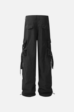 Concert Outfit Pleated Bandage Drawstring Cargo Pants