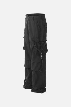 Concert Outfit Pleated Bandage Drawstring Cargo Pants