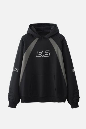 Concert Outfit Pleated Material Splicing Hoodie