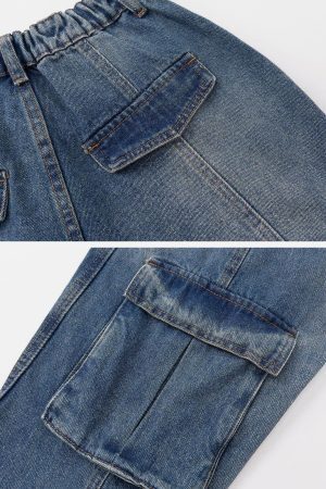 Concert Outfit Pleats Multi-Pocket Jeans