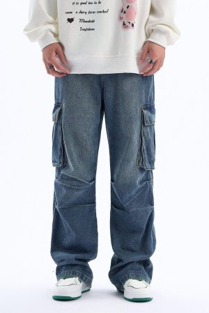 Concert Outfit Pleats Multi-Pocket Jeans