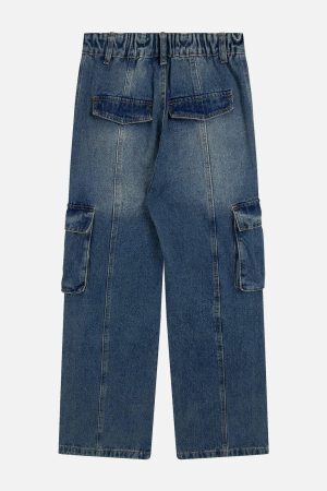 Concert Outfit Pleats Multi-Pocket Jeans