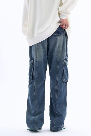 Concert Outfit Pleats Multi-Pocket Jeans