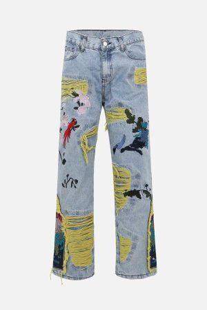 Concert Outfit Plum Embroidery Jeans