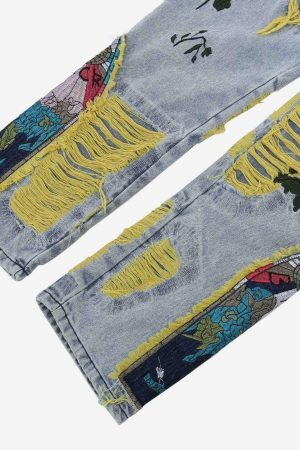 Concert Outfit Plum Embroidery Jeans