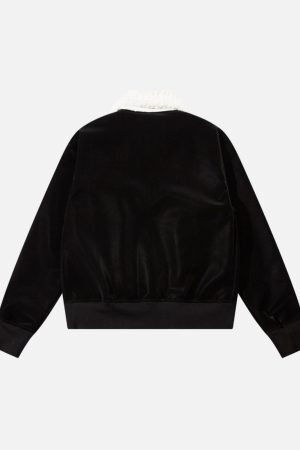 Concert Outfit Plush Collar Suede Faux Leather Jacket