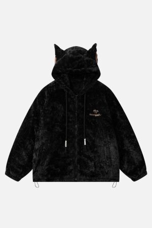 Concert Outfit Plush Ear Hoodie Jacket