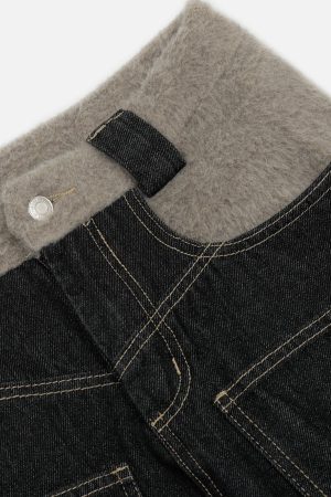 Concert Outfit Plush Patchwork Jeans