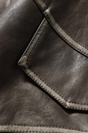 Concert Outfit Pocket Patchwork Faux Leather Jacket