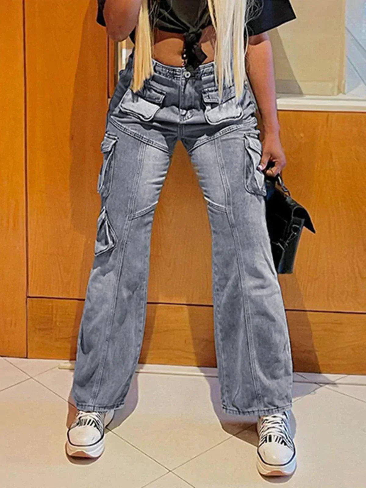Concert Outfit Pocket Patchwork High Rise Straight Leg Jeans Concert Outfit Pocket Patchwork High Rise Straight Leg Jeans