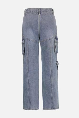 Concert Outfit Pocket Patchwork High Rise Straight Leg Jeans