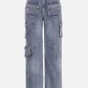 Concert Outfit Pocket Patchwork High Rise Straight Leg Jeans