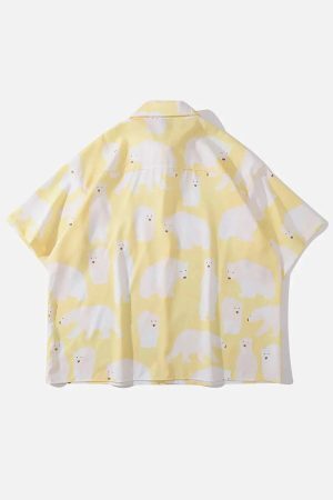 Concert Outfit Polar Bear Print Short Sleeve Shirt
