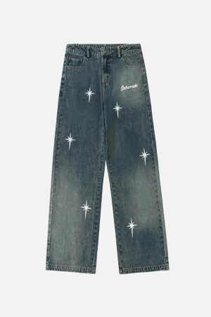 Concert Outfit Polaris Print Washed Straight Jeans