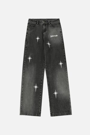 Concert Outfit Polaris Print Washed Straight Jeans