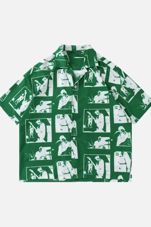 Concert Outfit Portrait Pattern Short-Sleeved Shirt
