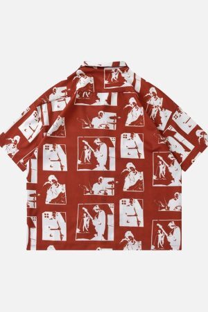 Concert Outfit Portrait Pattern Short-Sleeved Shirt