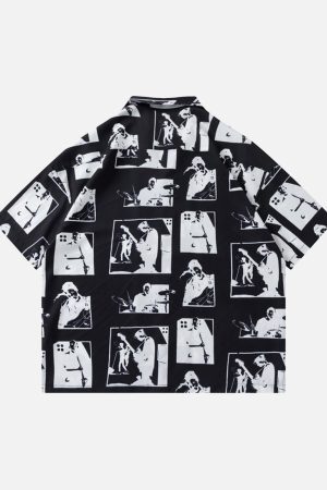 Concert Outfit Portrait Pattern Short-Sleeved Shirt