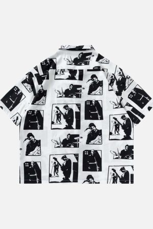 Concert Outfit Portrait Pattern Short-Sleeved Shirt