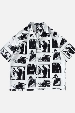 Concert Outfit Portrait Pattern Short-Sleeved Shirt
