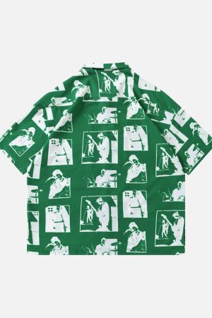 Concert Outfit Portrait Pattern Short-Sleeved Shirt