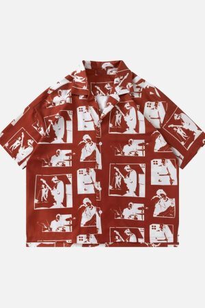Concert Outfit Portrait Pattern Short-Sleeved Shirt