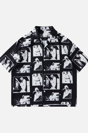 Concert Outfit Portrait Pattern Short-Sleeved Shirt