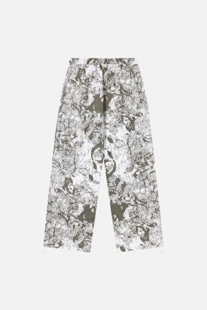 Concert Outfit Printed Drawstring Multi-Pocket Cargo Pants