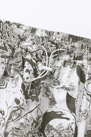 Concert Outfit Printed Drawstring Multi-Pocket Cargo Pants