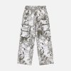 Concert Outfit Printed Drawstring Multi-Pocket Cargo Pants