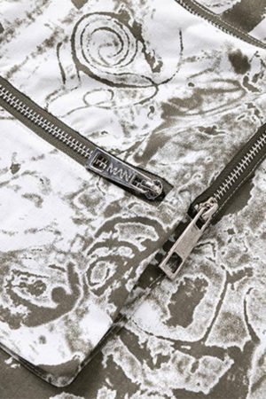 Concert Outfit Printed Drawstring Multi-Pocket Cargo Pants