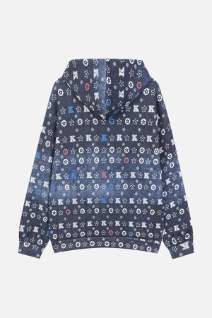 Concert Outfit Printing Gradient Zip-Up Hoodie