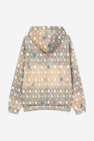 Concert Outfit Printing Gradient Zip-Up Hoodie