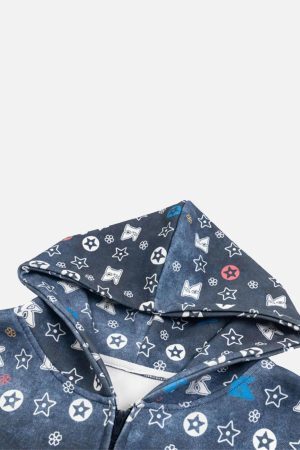 Concert Outfit Printing Gradient Zip-Up Hoodie