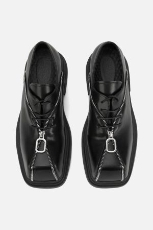 Concert Outfit Punk Personality Zipper Design Leather Shoes